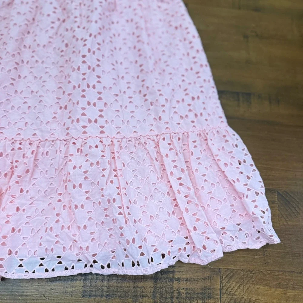 Laura Ashley Kids Pink Eyelet Tiered Bow Back Sundress Large (10-12)‎ NEW